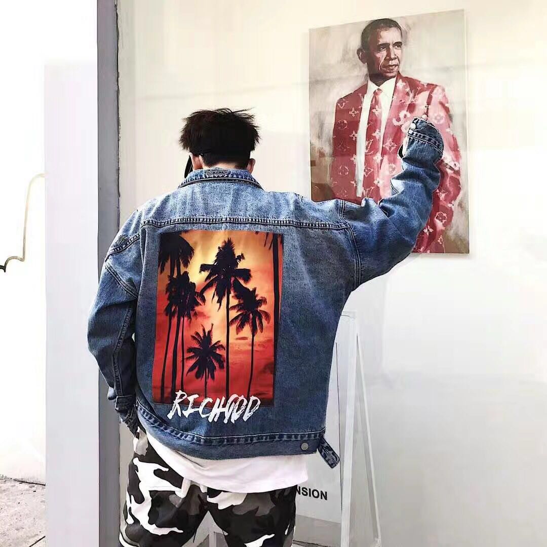 graphic jean jacket