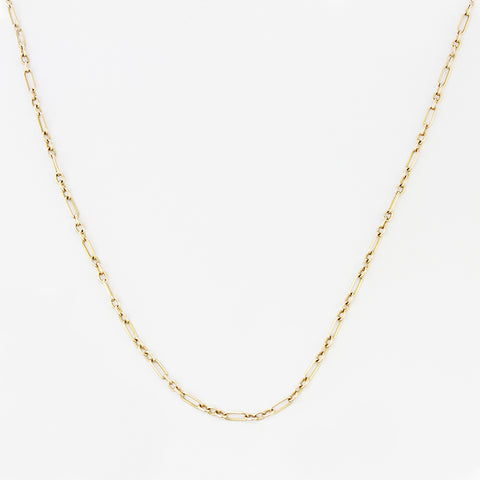 a forty eight inch guard chain with a bar link in 9 carat yellow gold