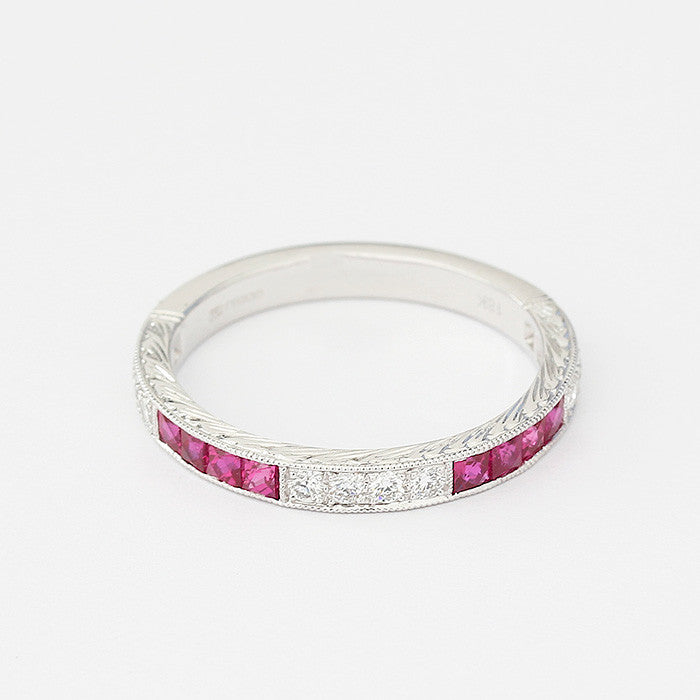 Ruby And Diamond Eternity Ring In 18ct White Gold – Marston Barrett Limited