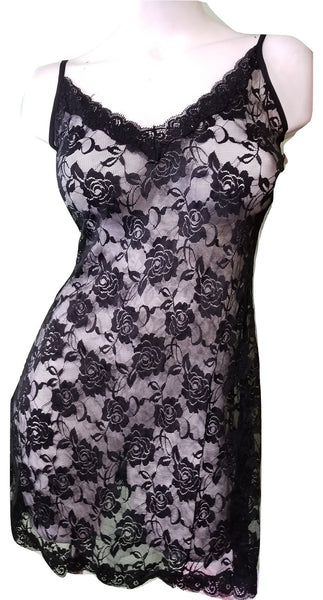 Women's Very Sexy Peek-a-boo Snug Lace Nightie - Black – wholesalecamel