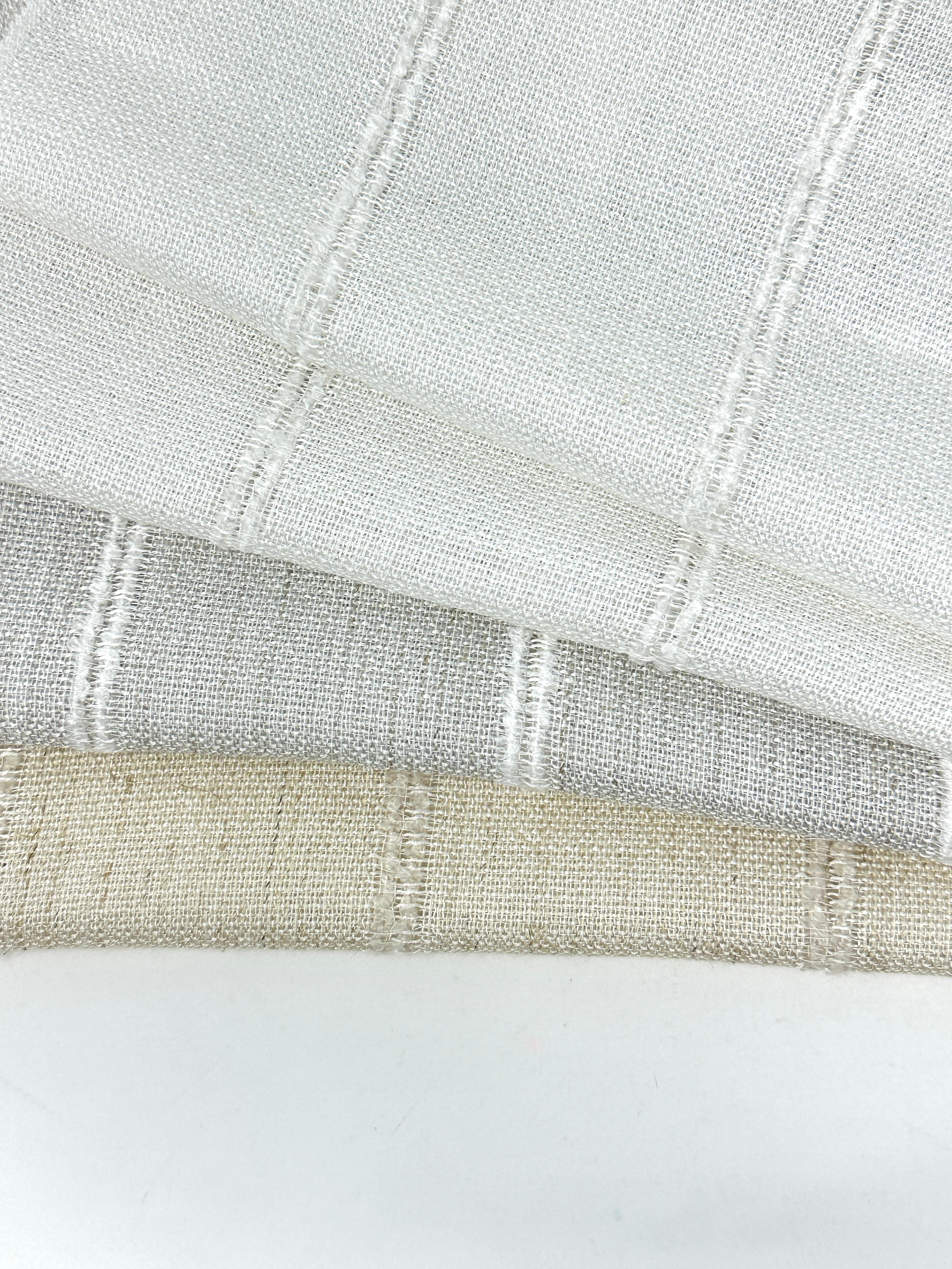 Stripe Embroidery Blend Linen Fabric / 118" Wide / CL1060