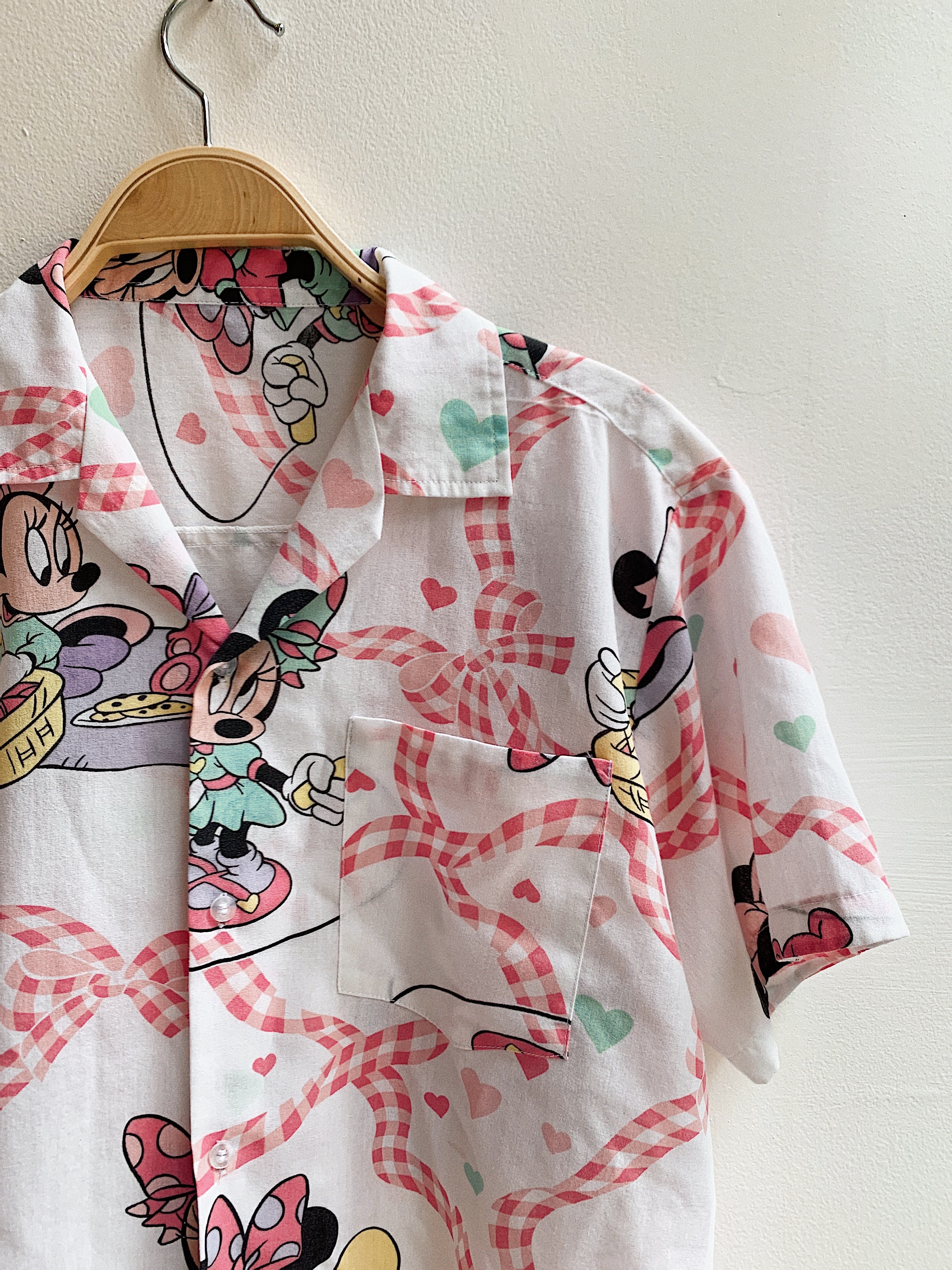 Vintage Minnie Pink Bow Camp Shirt