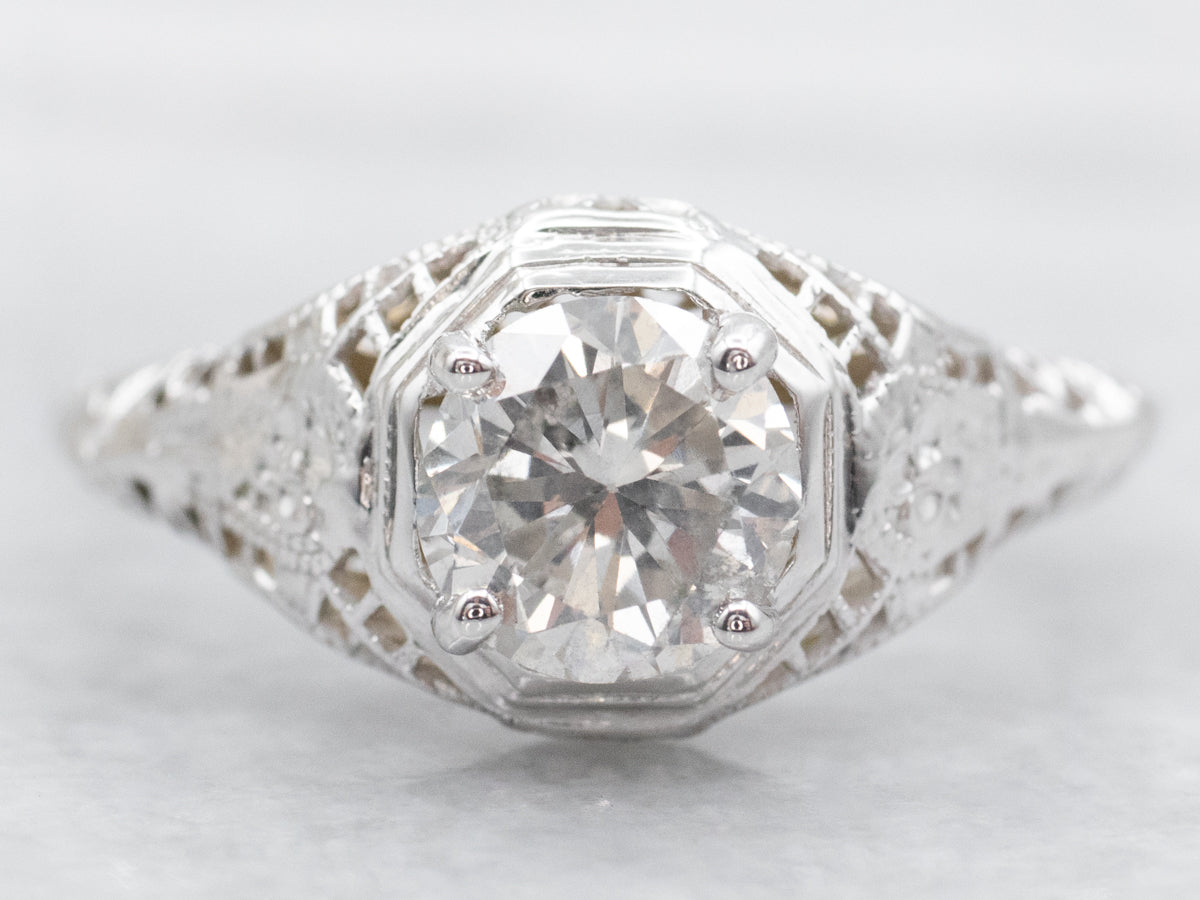 Art Deco Diamond Solitaire Engagement Ring - Market Square Jewelers product image