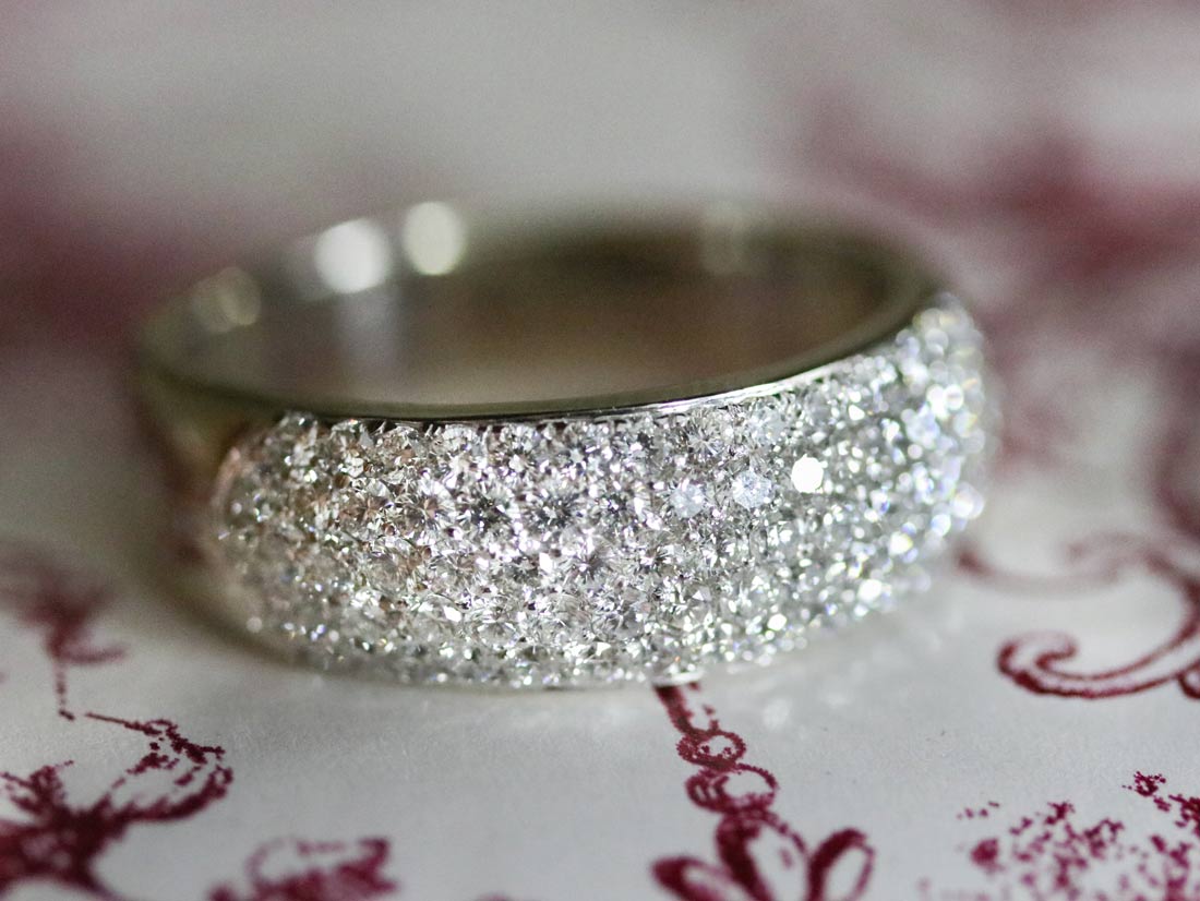 pave set diamond wedding band