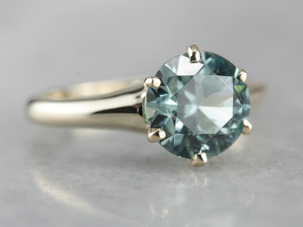 Blue Zircon Solitaire Ring