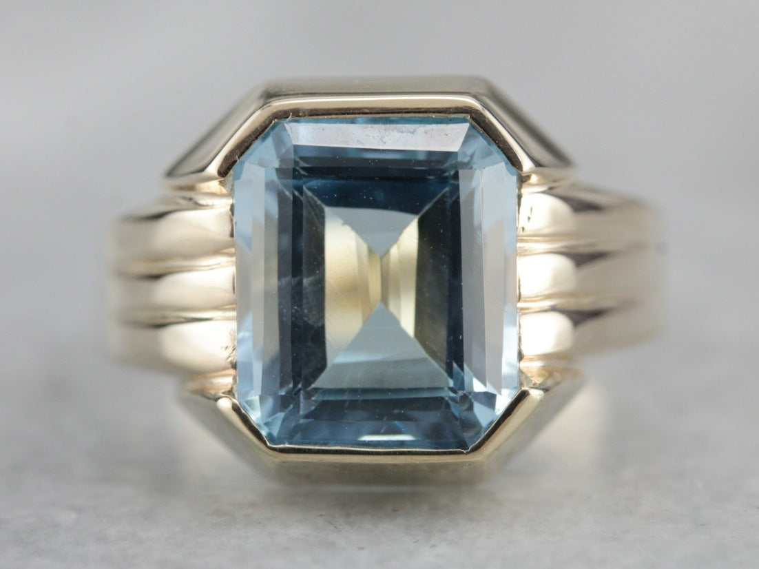 Men's Vintage Blue Topaz Ring