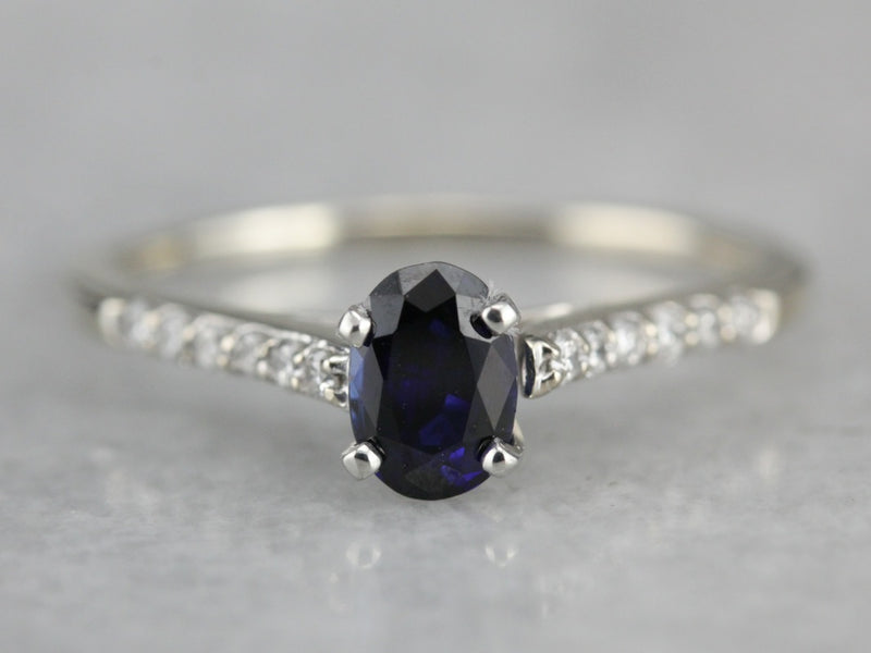 Sapphire Engagement Ring in White Gold