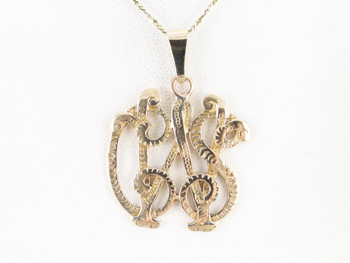 Vintage Gold "CWS" Monogrammed Pendant