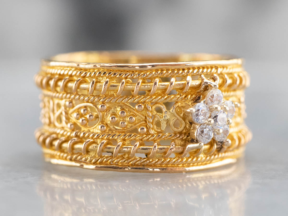 Vintage 22K Gold Filigree Diamond Band