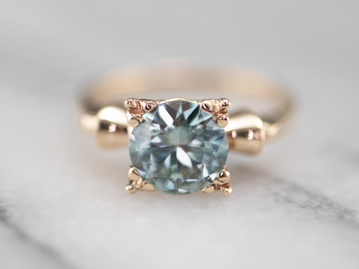 Vintage Blue Zircon and Diamond Ring