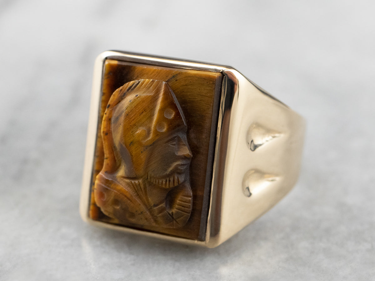 tiger eye cameo ring