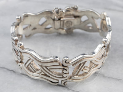 Vintage Taxco Sterling Silver Patterned Link Bracelet