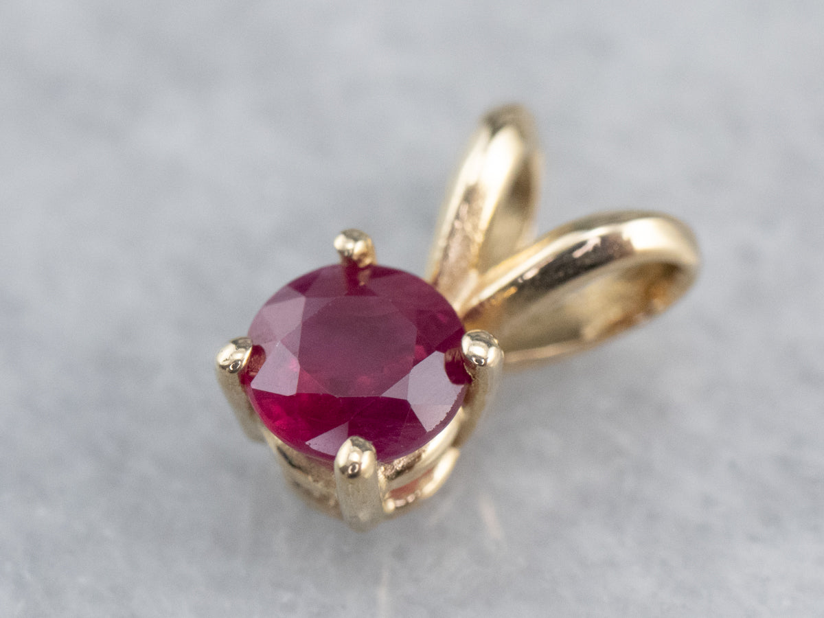 Ruby Gold Solitaire Pendant