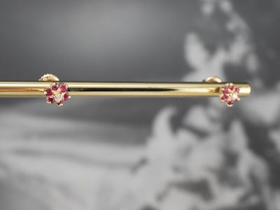 Floral Diamond and Ruby Stud Earrings