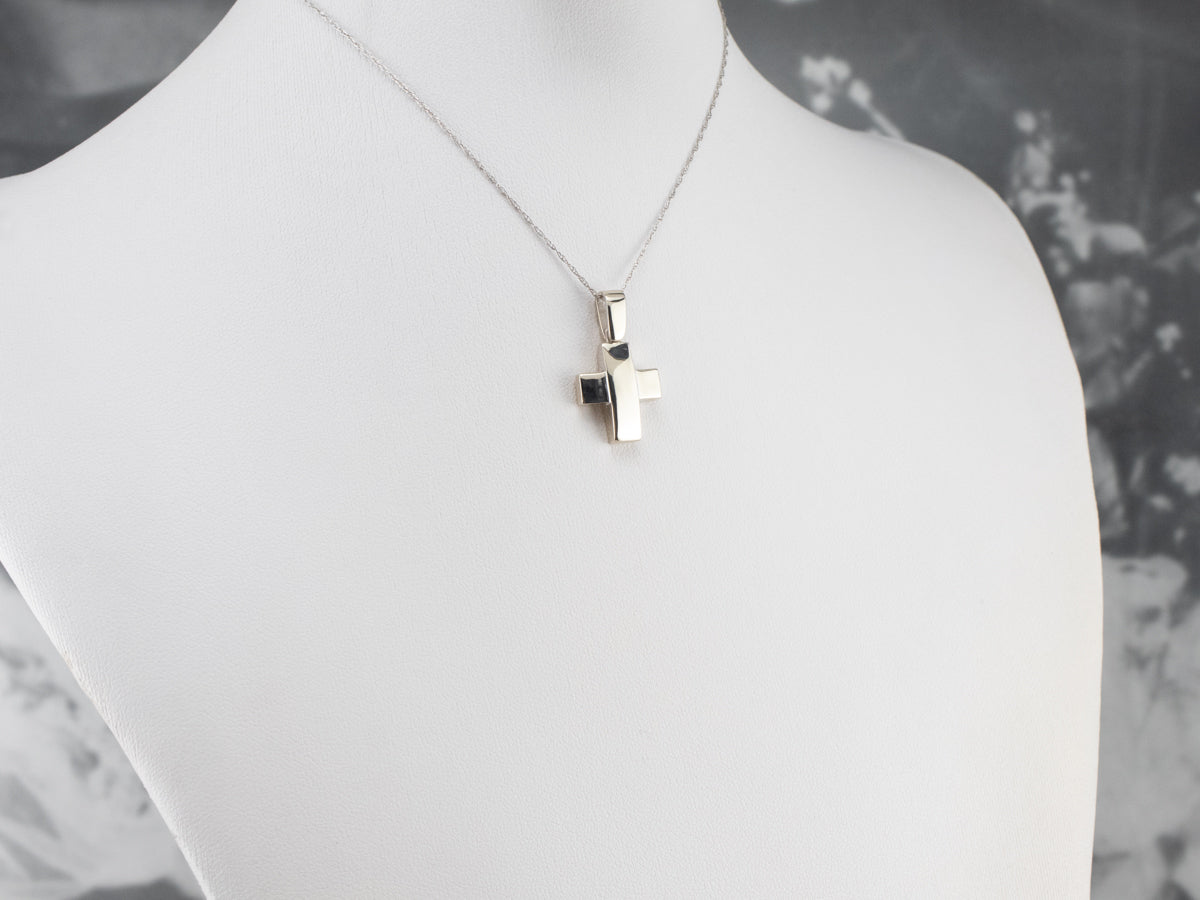 Bold White Gold Cross Pendant