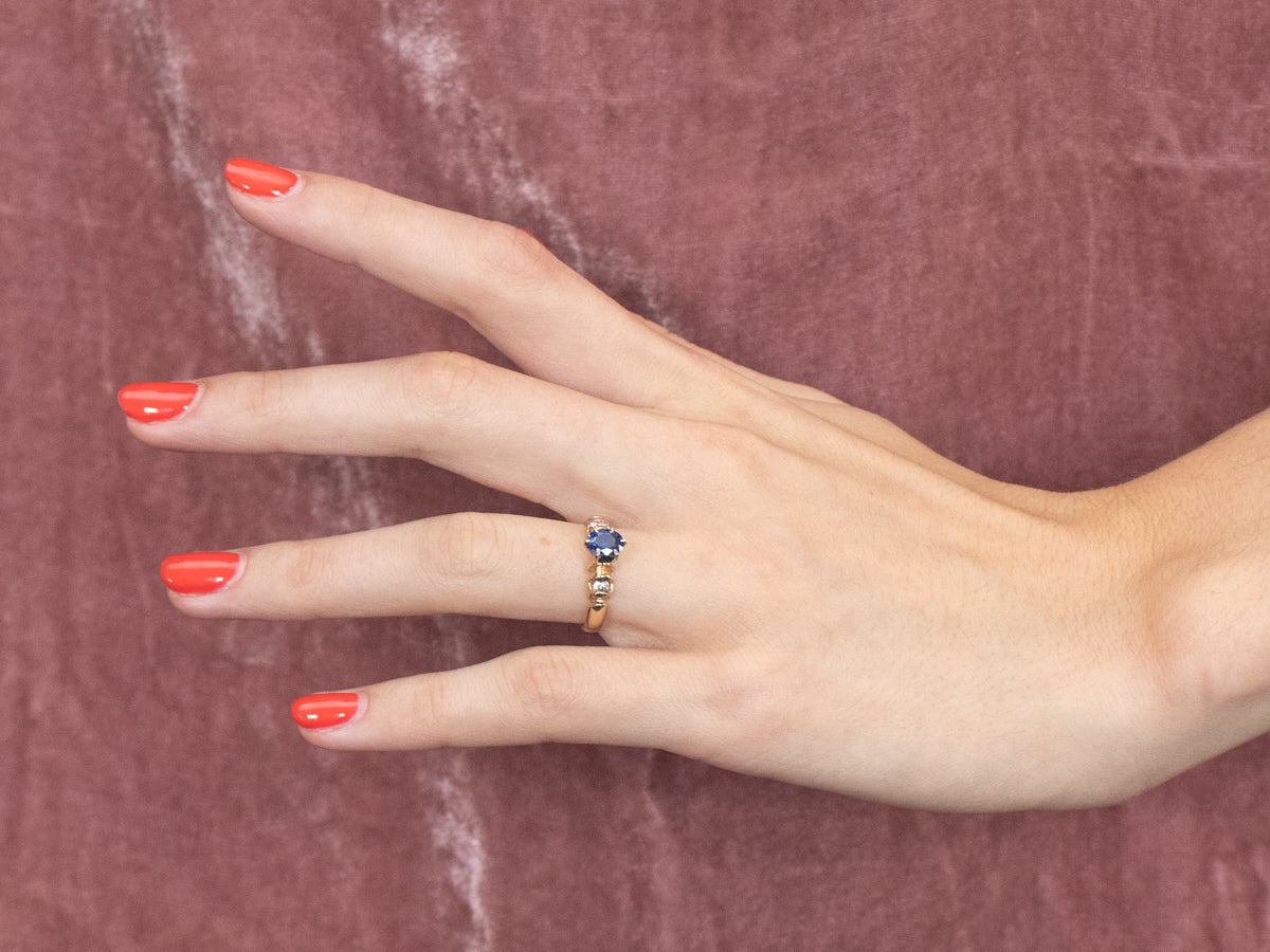 Deep Blue Sapphire Engagement Ring