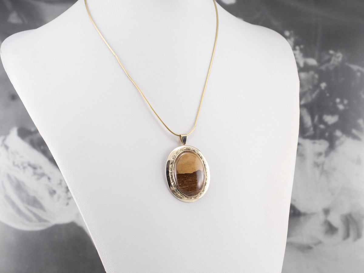 Etched Gold Jasper Pendant