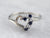 Sapphire Diamond White Gold Heart Ring