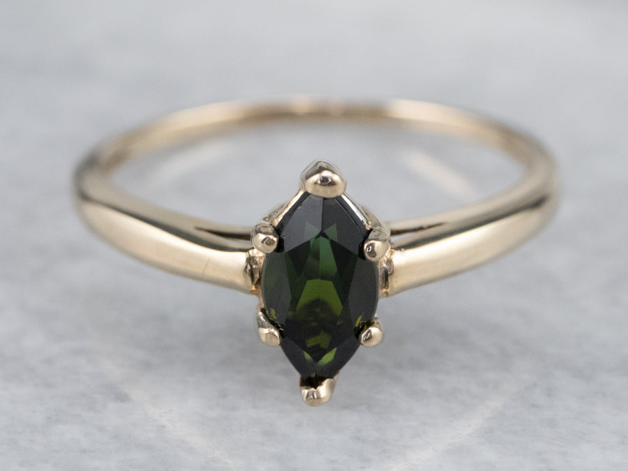 Vintage Marquise Green Tourmaline Ring
