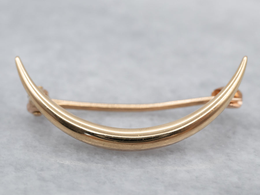 Antique Yellow Gold Crescent Moon Brooch