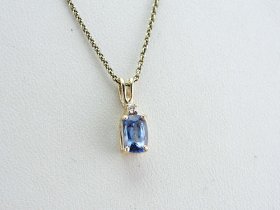 Simple Sapphire and Diamond Layering Pendant