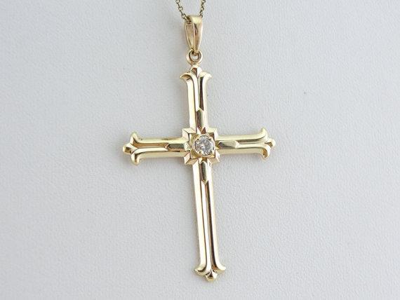 Cross Pendant with Diamond Center