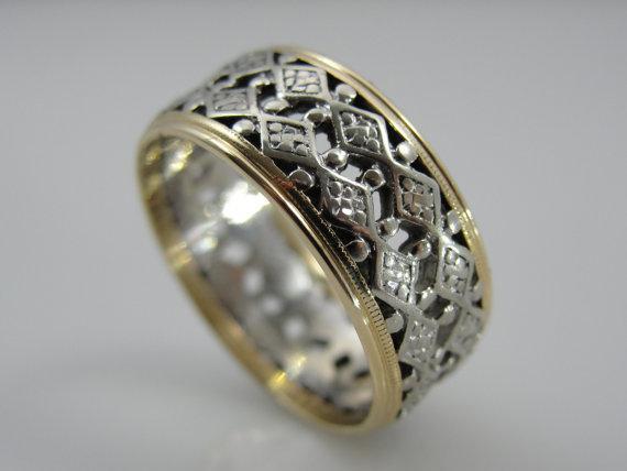 Filigree Wedding Ring Yellow Gold Lace Wedding Band Capucinne