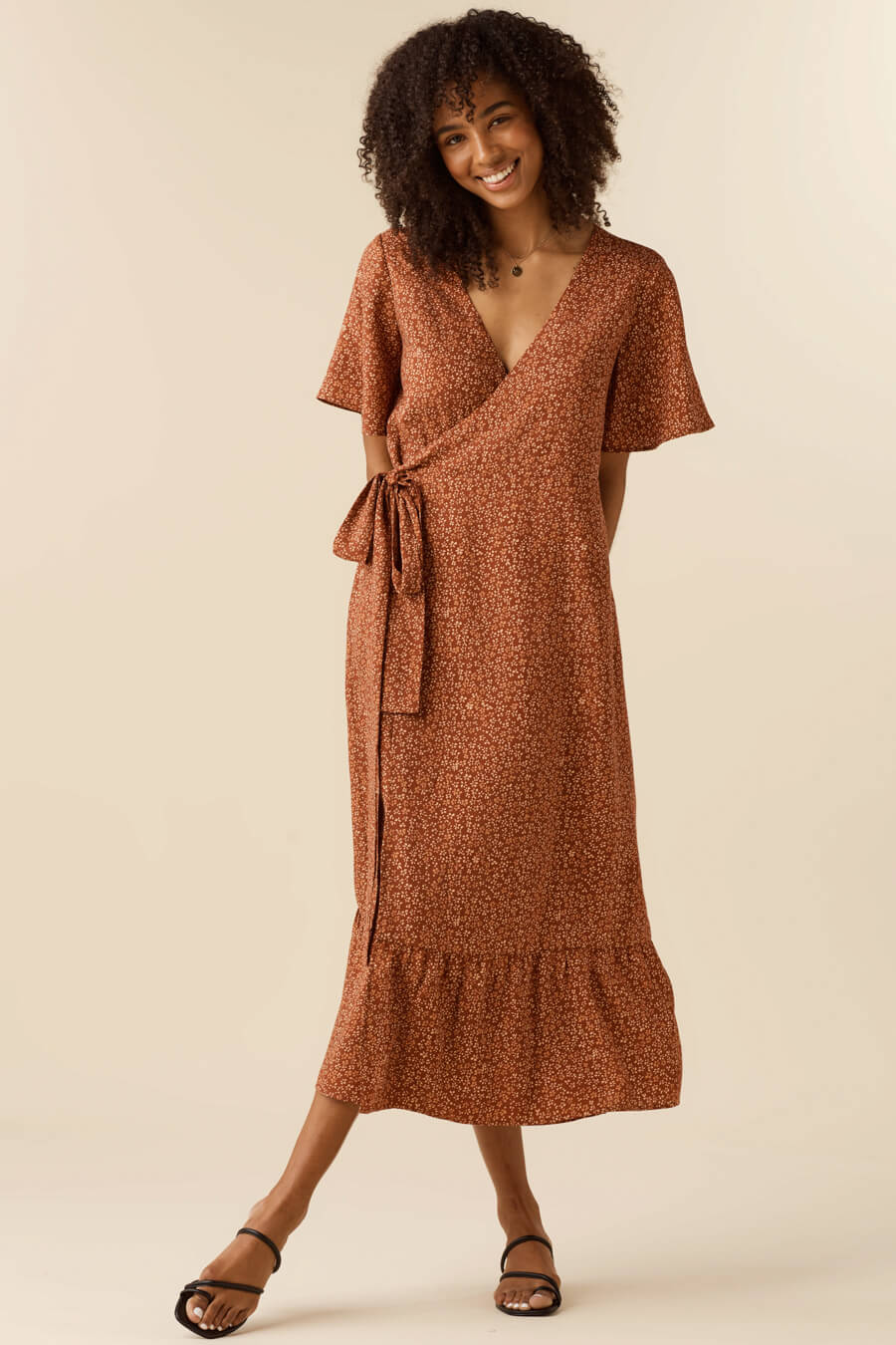 The Flutter Sleeve Wrap Dress