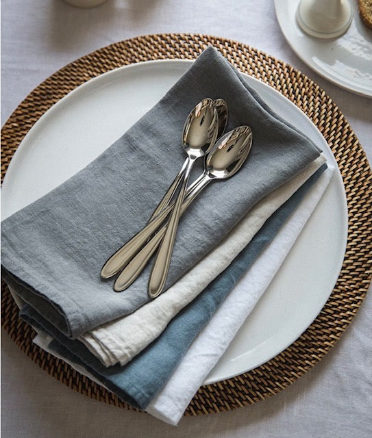 Eight Owls Linen Napkins -100% French Flax - Stonewashed Pure