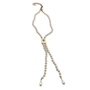 Chanel Cream 2017 Drop Pendant Pearl String Necklace