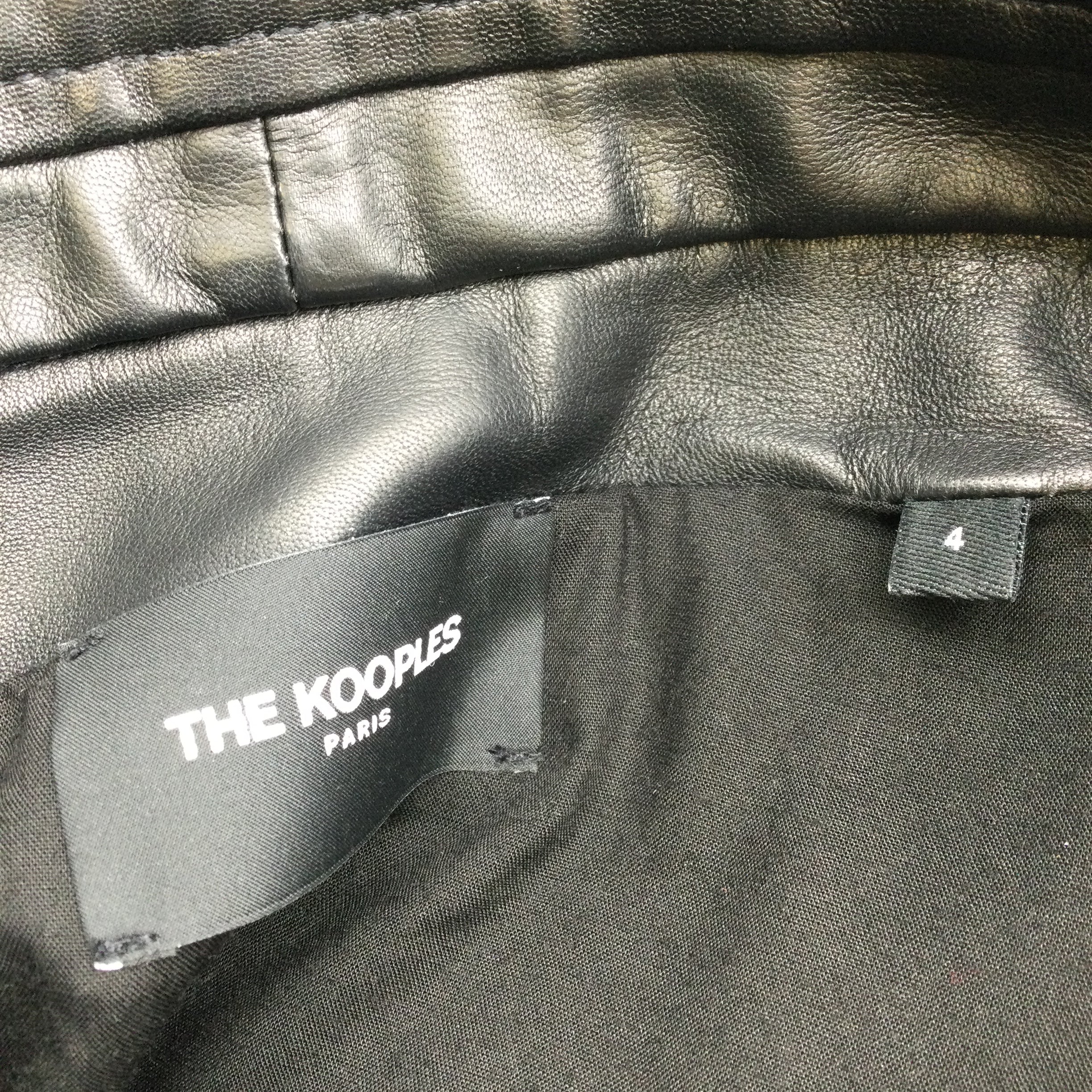 The Kooples Black Leather Biker Skirt