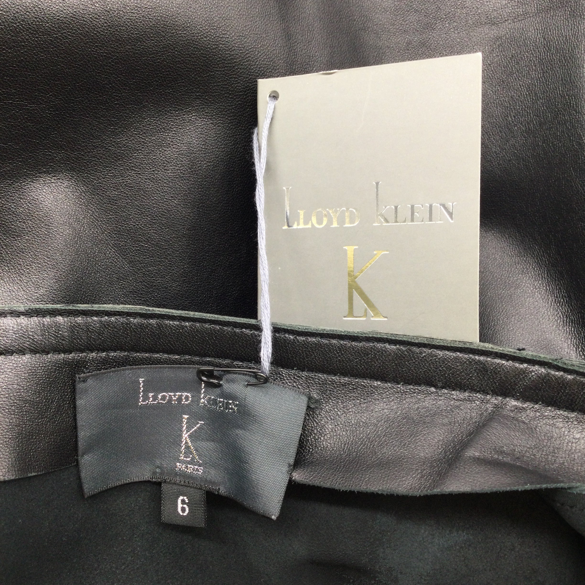 Lloyd Klein Black Leather Wrap Skirt