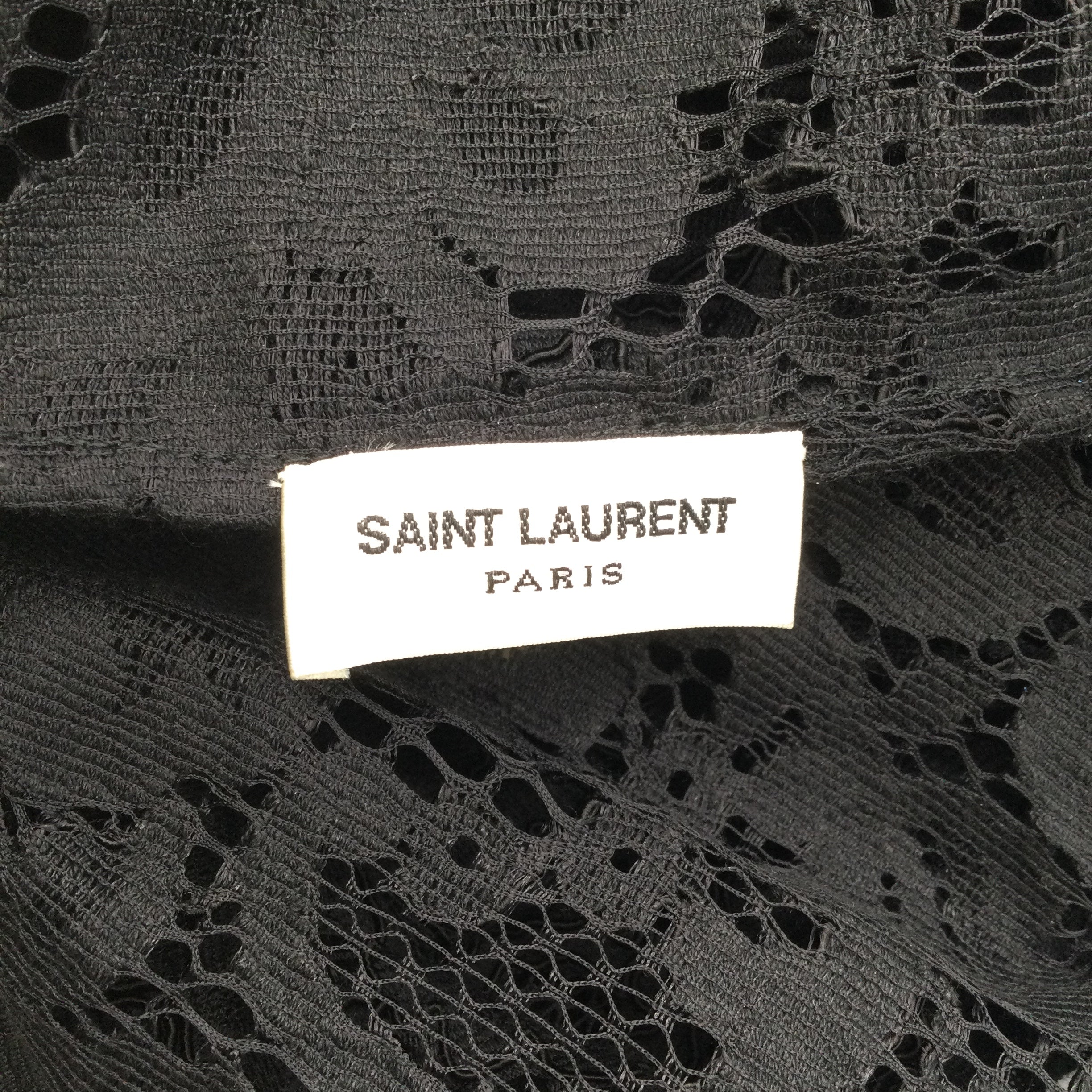 Saint Laurent Black Long Sleeved Lace Blouse