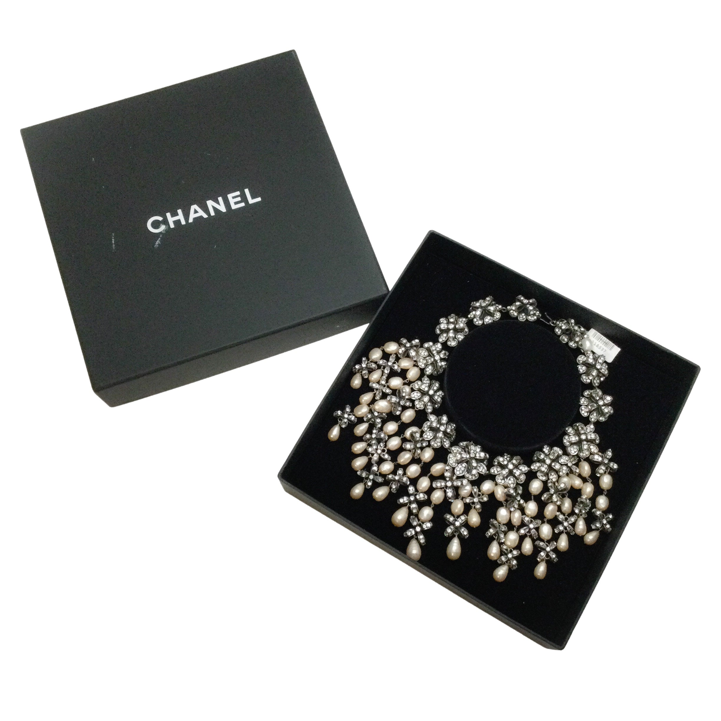 Chanel Pearl Drop with Crystal Embellishments Necklace