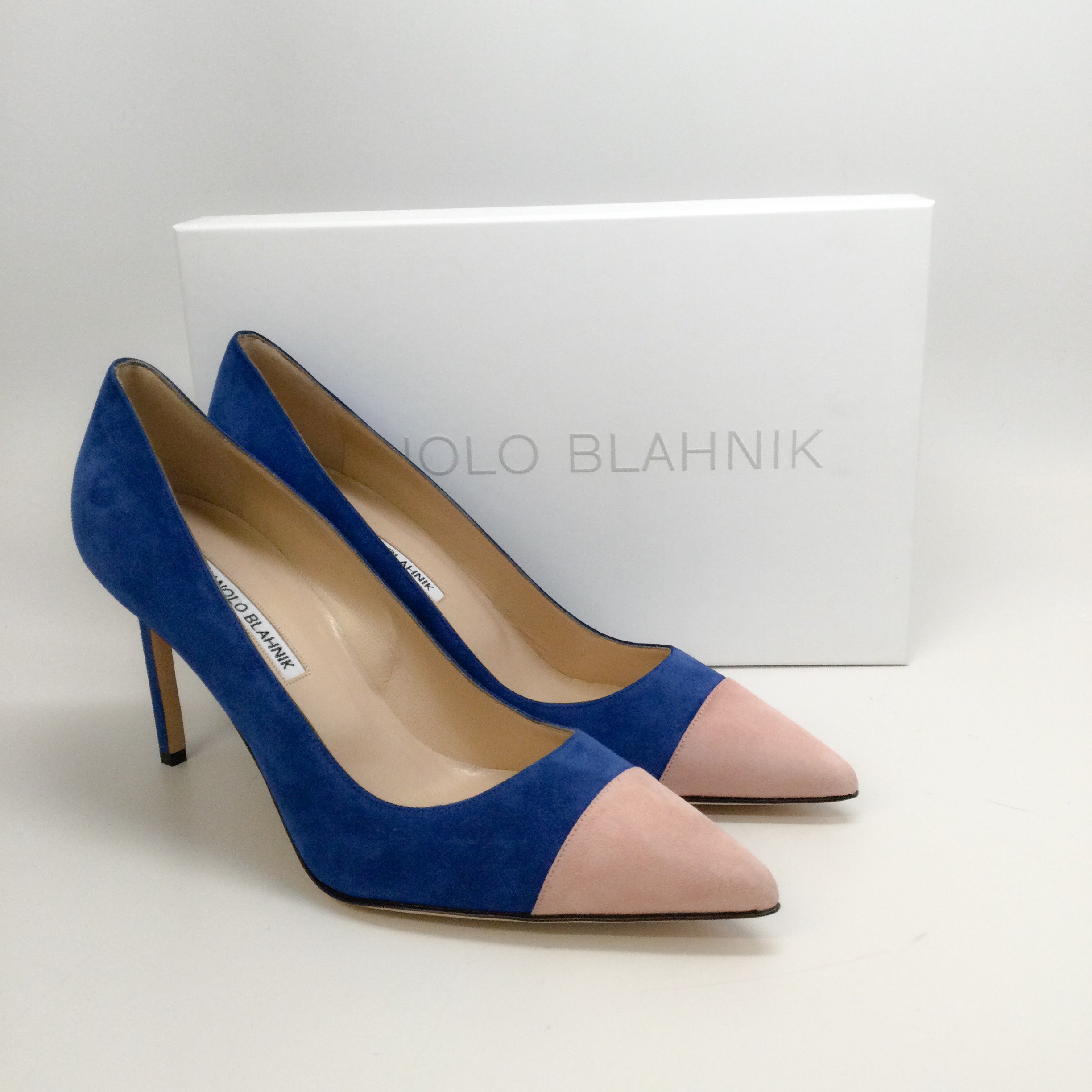 Manolo Blahnik Navy / Pink Bipunta Pumps