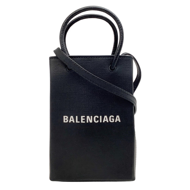 Balenciaga Black Mini Shopping Phone Holder Crossbody Bag