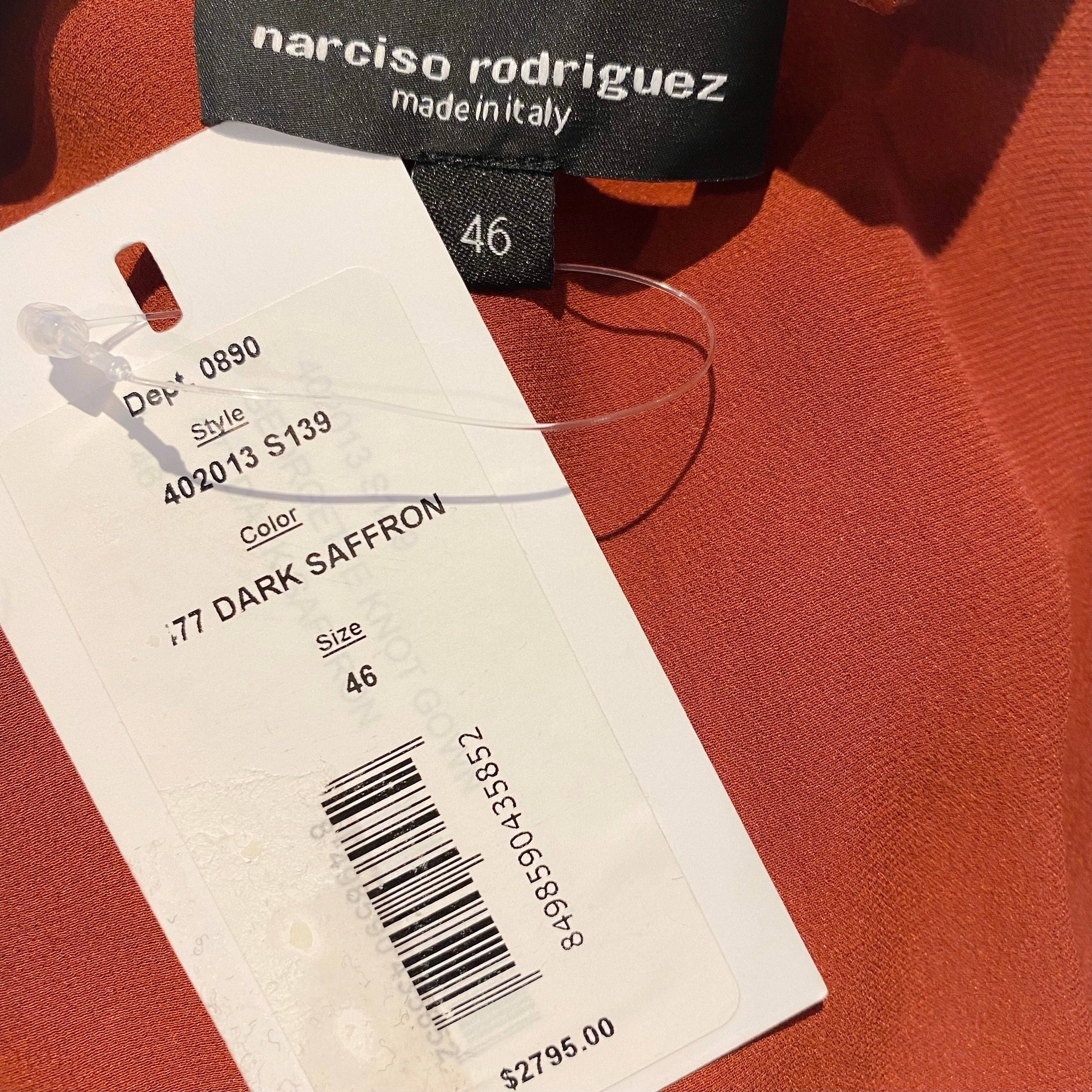 Narciso Rodriguez Dark Saffron Twist Knot Silk Cocktail Dress