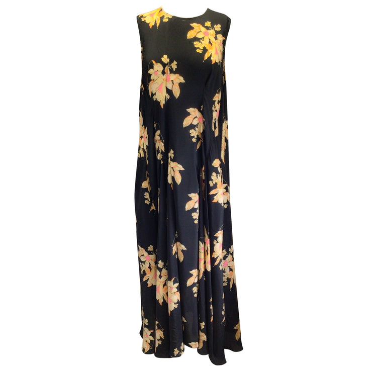 Raey Black Multi Floral Printed Long Silk Day Dress – Roundabout Resale  Couture