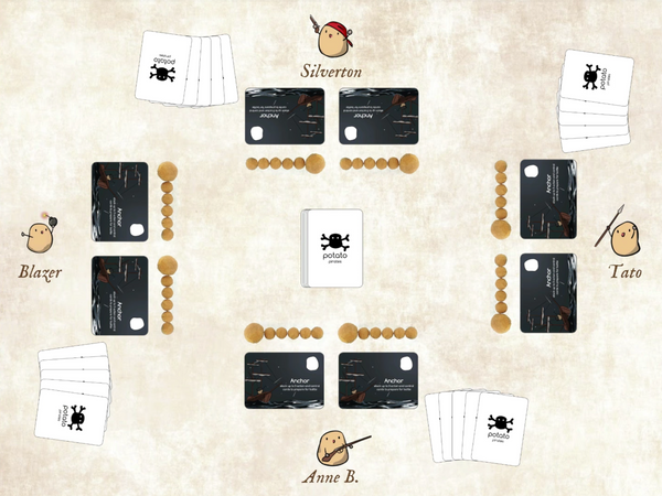 Potato Pirates Coding Card Game - 4-player Layout