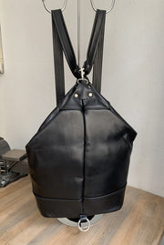 "Pinelopi" - midsize backpack handcrafted from soft black leather WT/65M