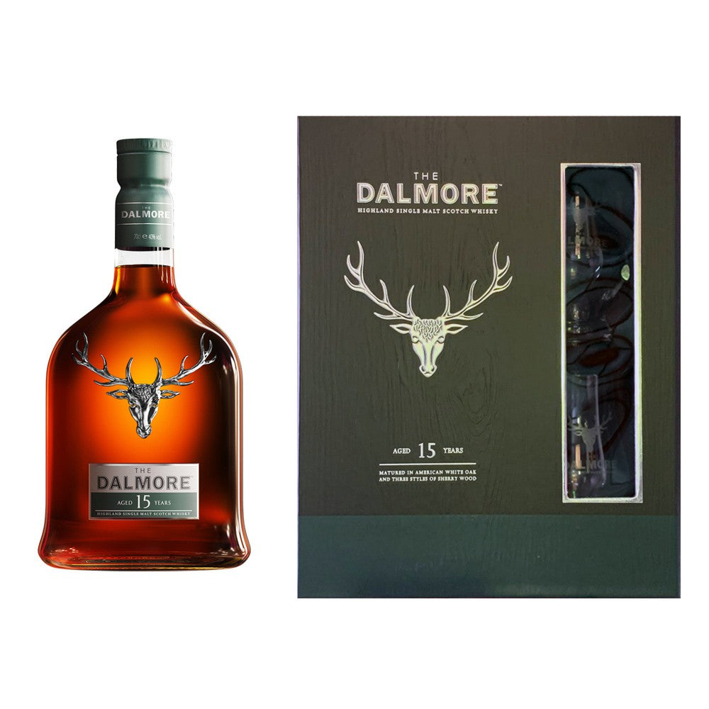 Dalmore 15 Years Gift Set FREE 2 Glencairn Glass The