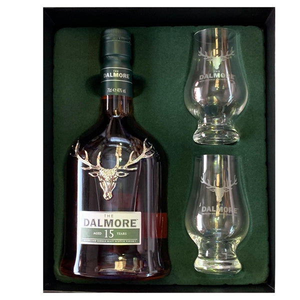 Dalmore 15 Years Gift Set FREE 2 Glencairn Glass The