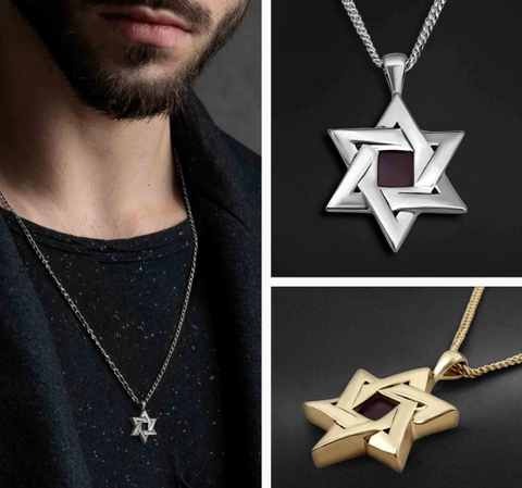 extraordinary Star-of-David Necklace with Nano Bible