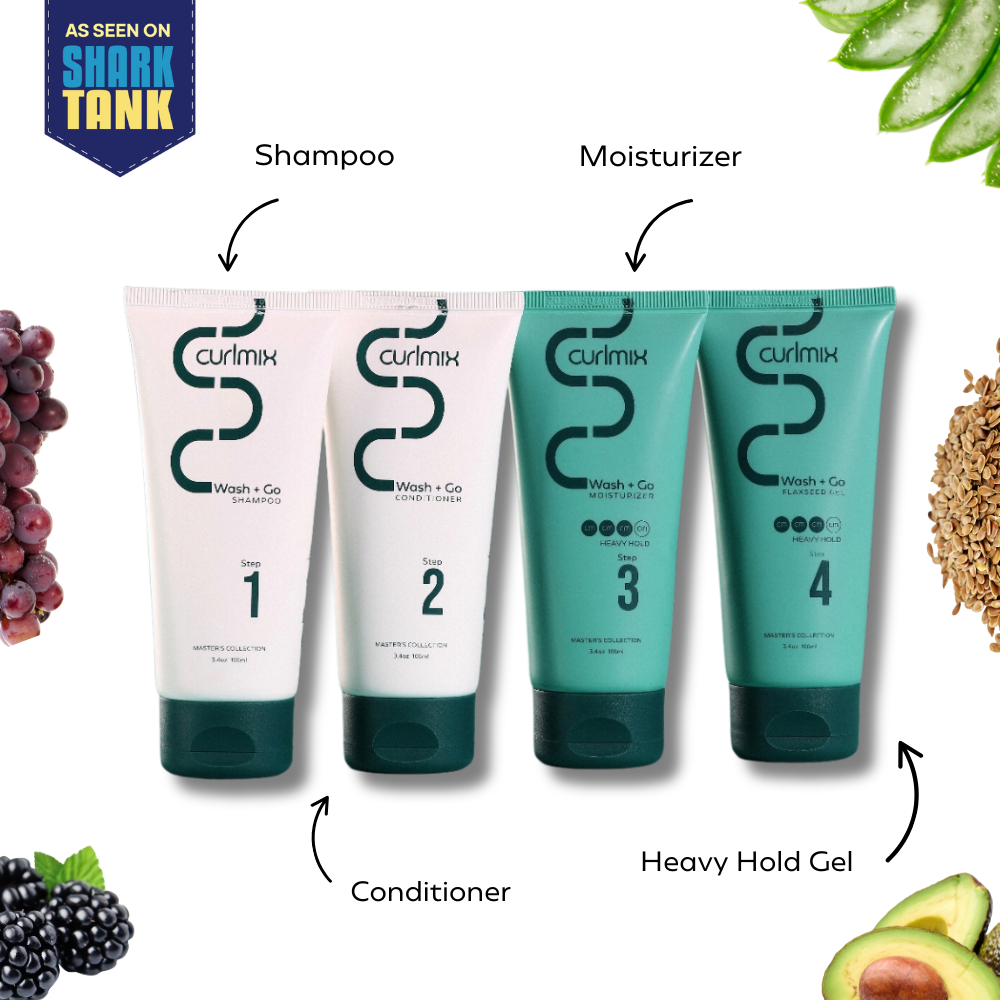 CurlMix Sample Wash & Go Kit – Heavy Hold Formula for Long-Lasting, Defined Curls On-the-Go | Curl-Enhancing (4 items)