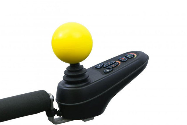 a yellow softball grip joystick handle