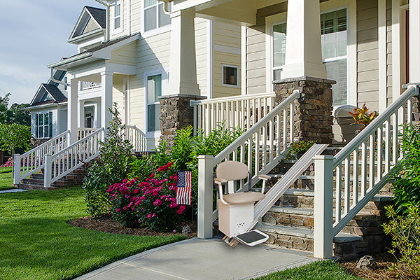 stair lift at house outside entrance