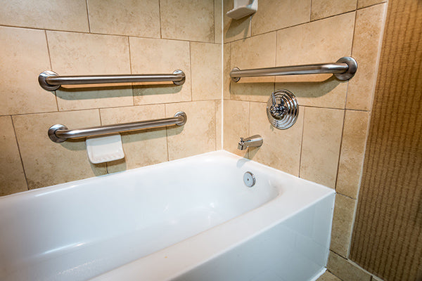 grab bars above a bath tub