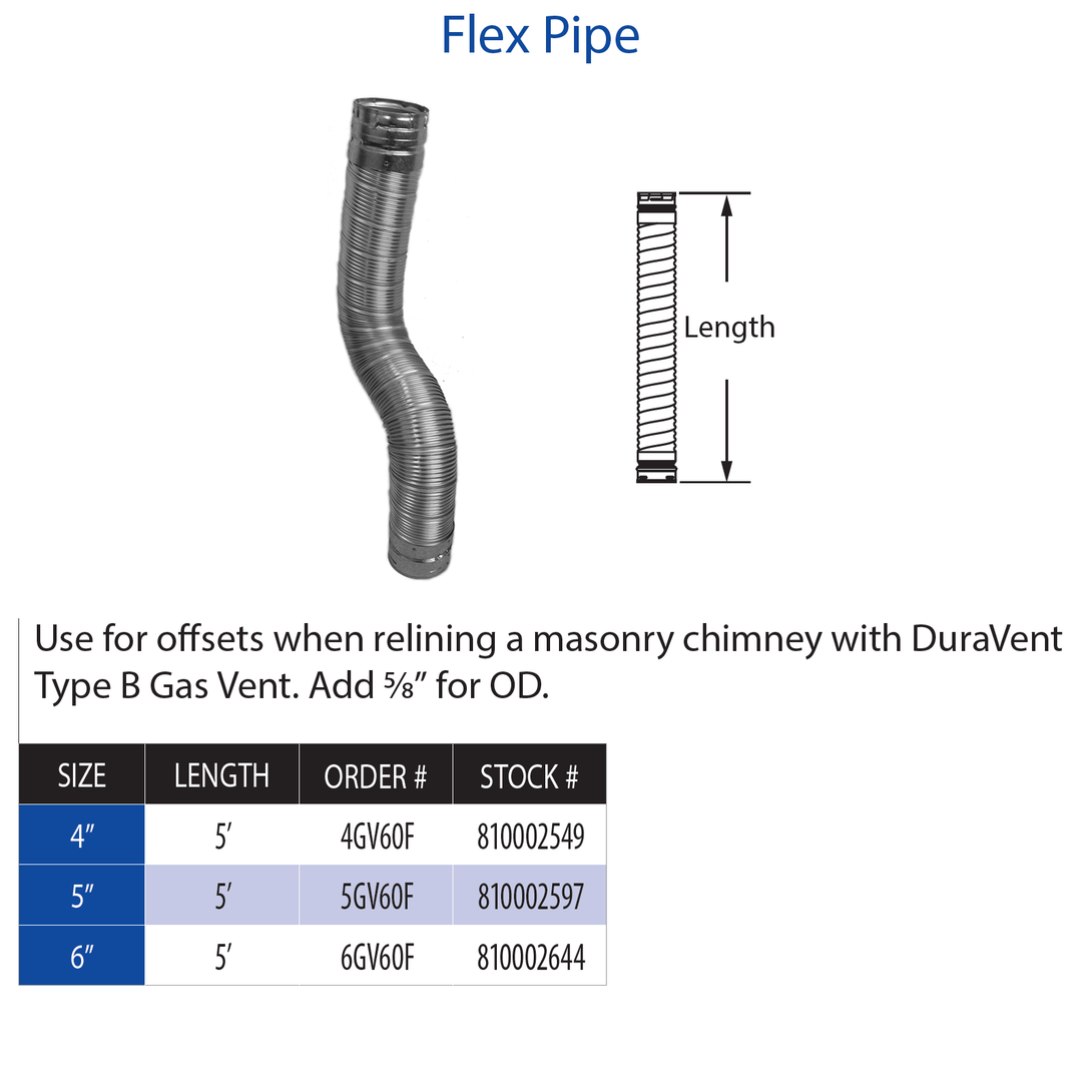 5 in flex type b exhaust pipe