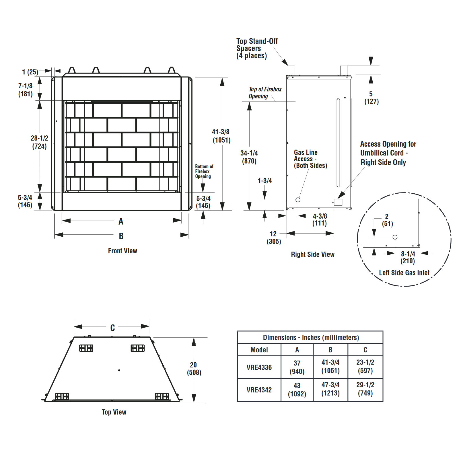 Superior 36 Outdoor Vent Free Firebox VRE4236, White Herringbone Brick