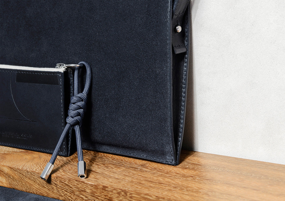 CONTEMPORARY, MINIMALIST LEATHER GOODS - NAVY POUCHES